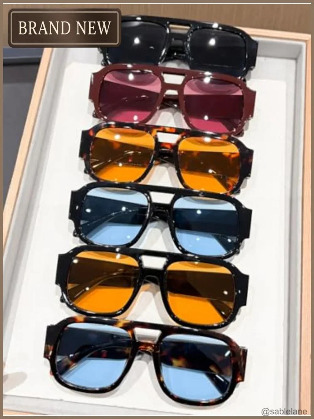 Set of 4 Oversized Retro Square Aviator Sunglasses UV400 Protection